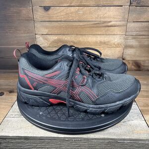 ASICS Mens SIze 8 GEL-VENTURE 8 Running Shoes Sneakers Trail Black Red EUC